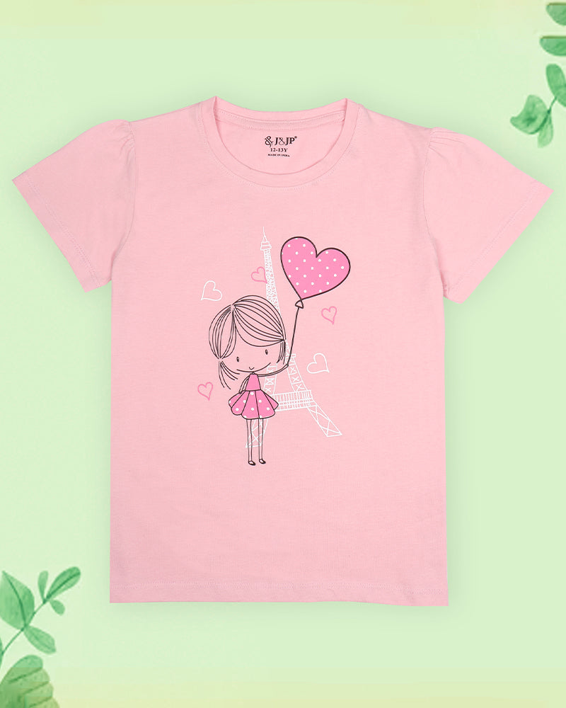 J&JP Kids Girls Printed T-shirt and Pant Set