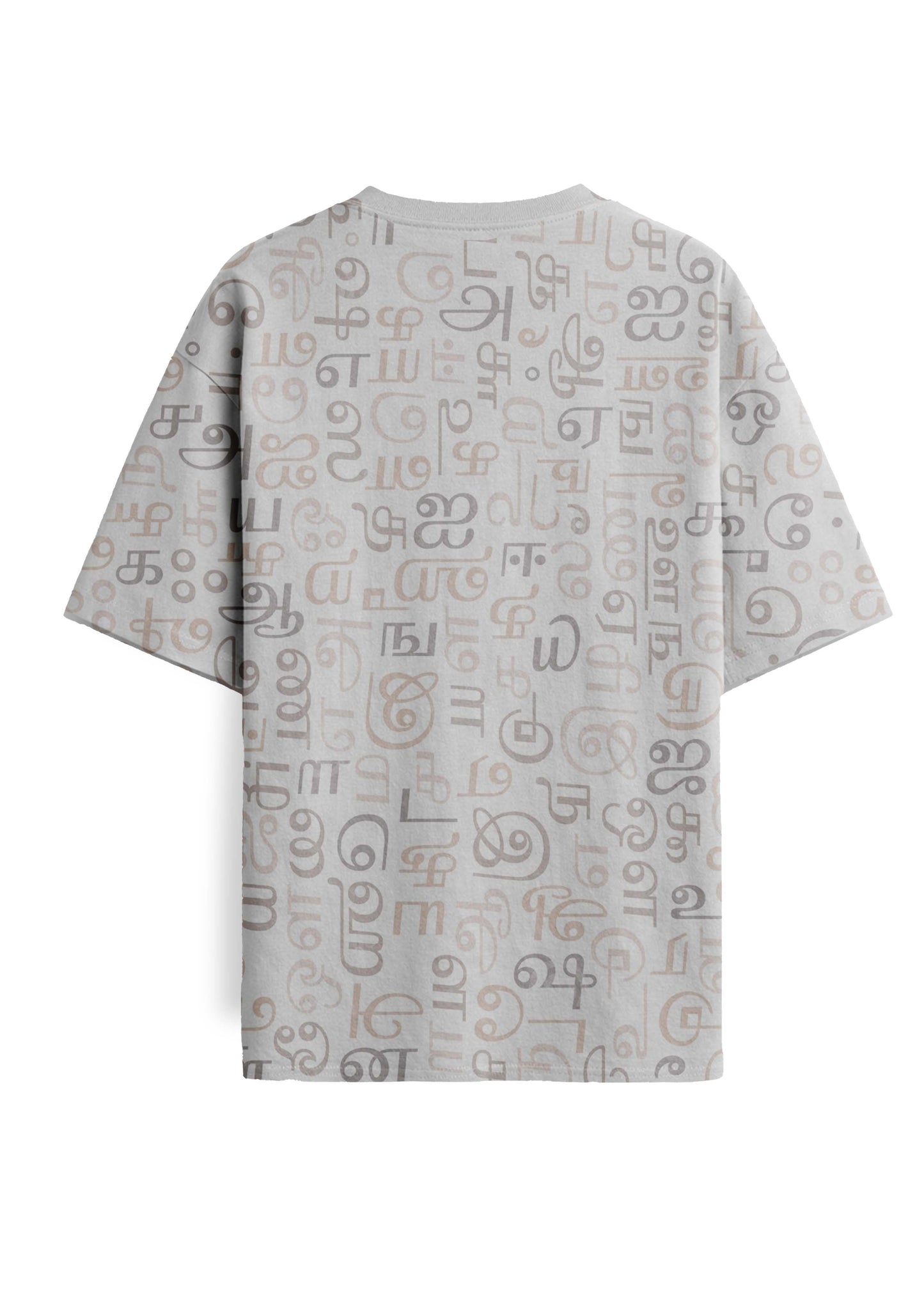 Men's Tamil Letters All Over Print Tshirt- Grey