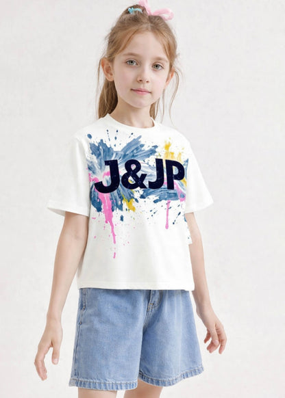 J&JP Girls Paint Splash Logo Graphic Premium T-Shirt