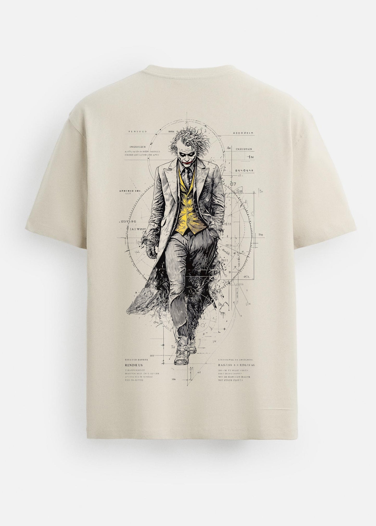 GOAT Series Iconic Joker Back Graphic Printed Regular Fit T-Shirt for Men- Beige