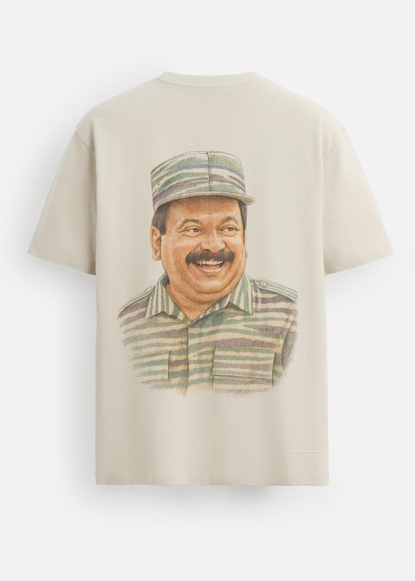 GOAT Series Iconic Prabhakaran Back Graphic Printed Regular Fit T-Shirt for Men- Beige