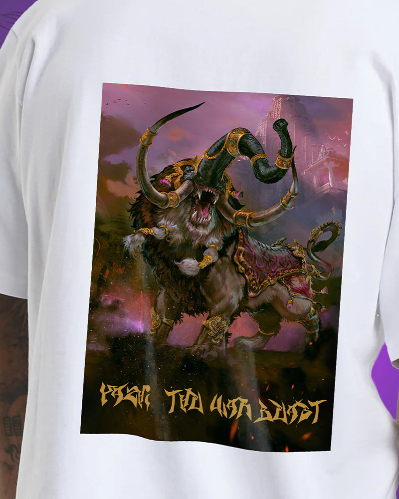 J&JP Men Yazhi Tamil Tshirt Oversized -White