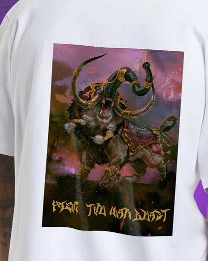 J&JP Men Yazhi Tamil Tshirt Oversized -White