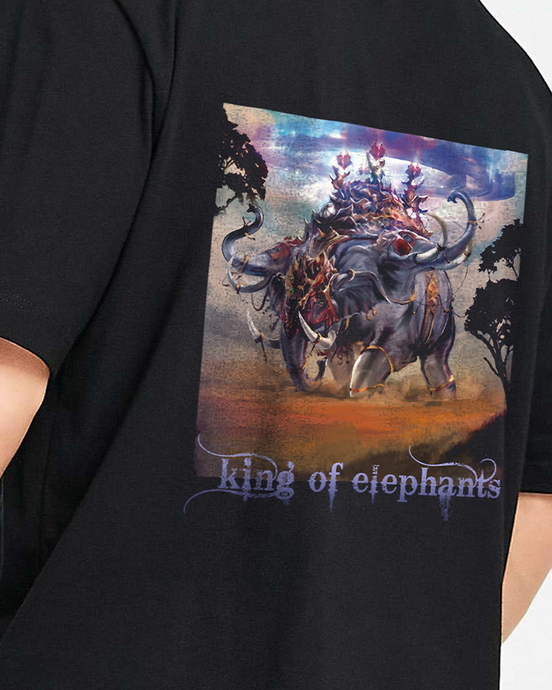 J&JP Men Airavath Tamil Tshirt Oversized - Black