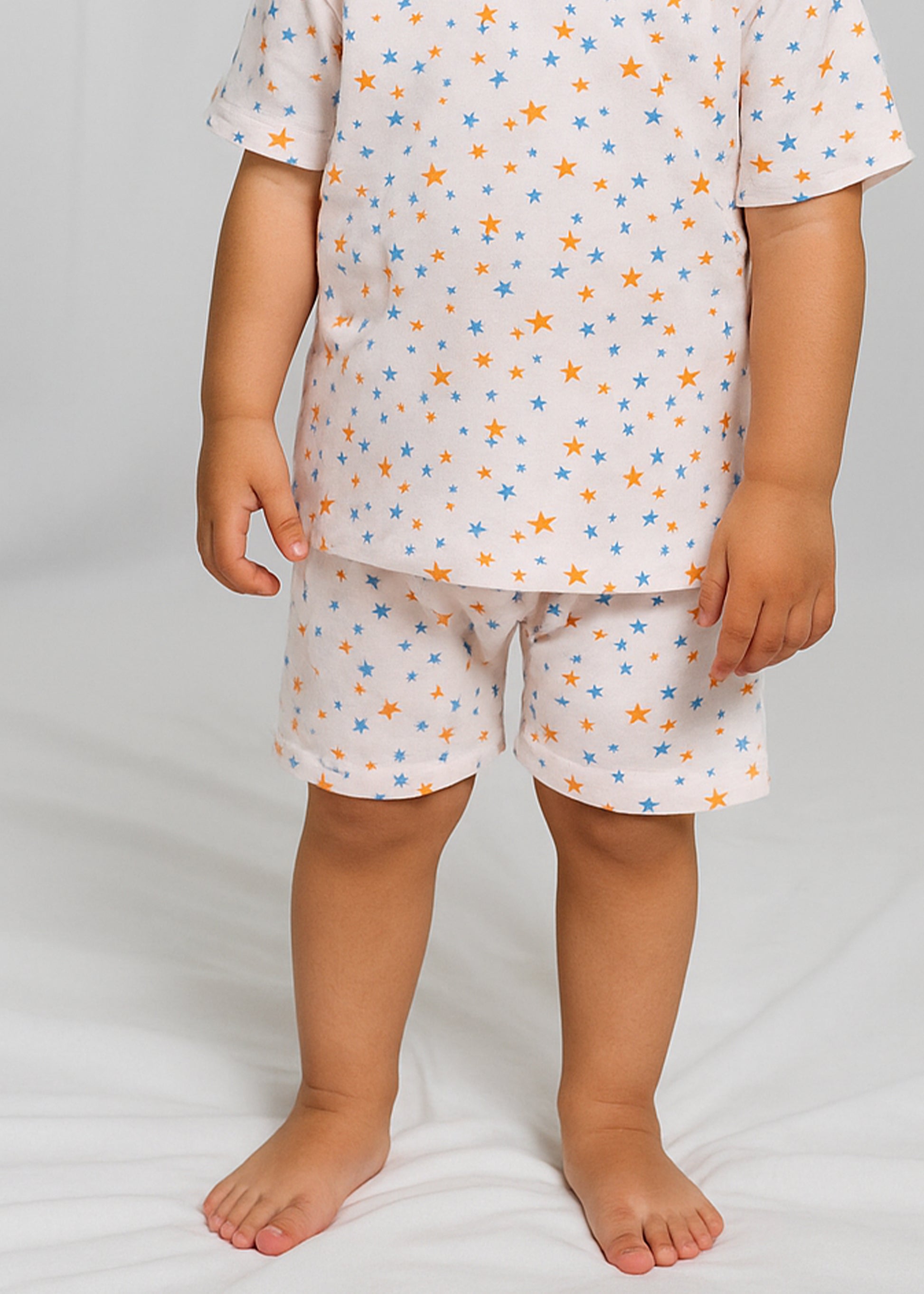 J&JP Kids Stars Printed T-Shirt & shorts Set- Misty Rose