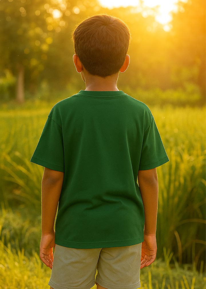 J&JP Kids Marutham Printed Over Sized Half Sleeve T-shirt- Green