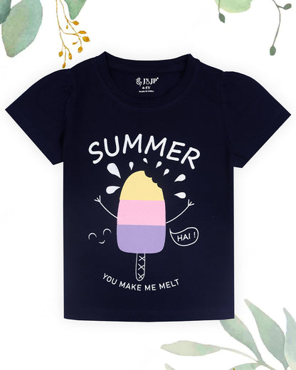 J&JP Kids Girls Printed T-shirt and Pant Set
