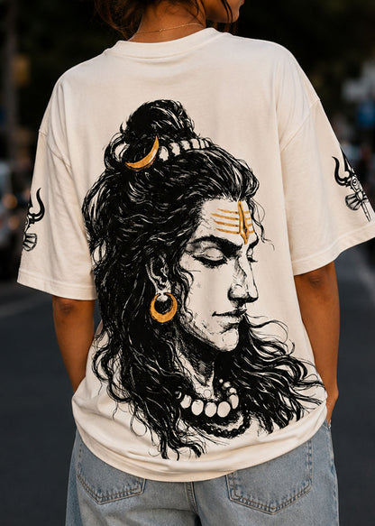 Womens Lord Shiva Artistic HD Print T-Shirt – Sleeve Printed Cotton Tee