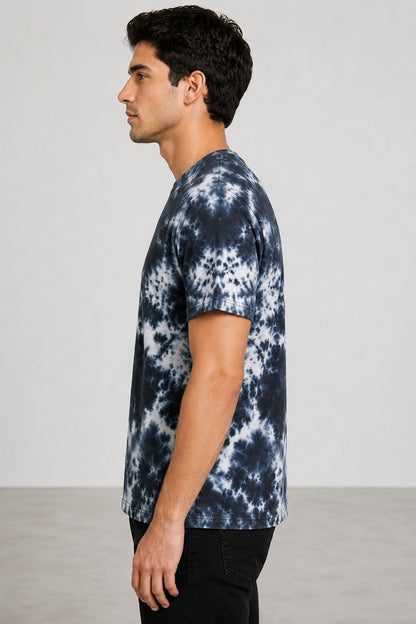 J&JP Midnight Black Tie Dye Casual Mens T-Shirt