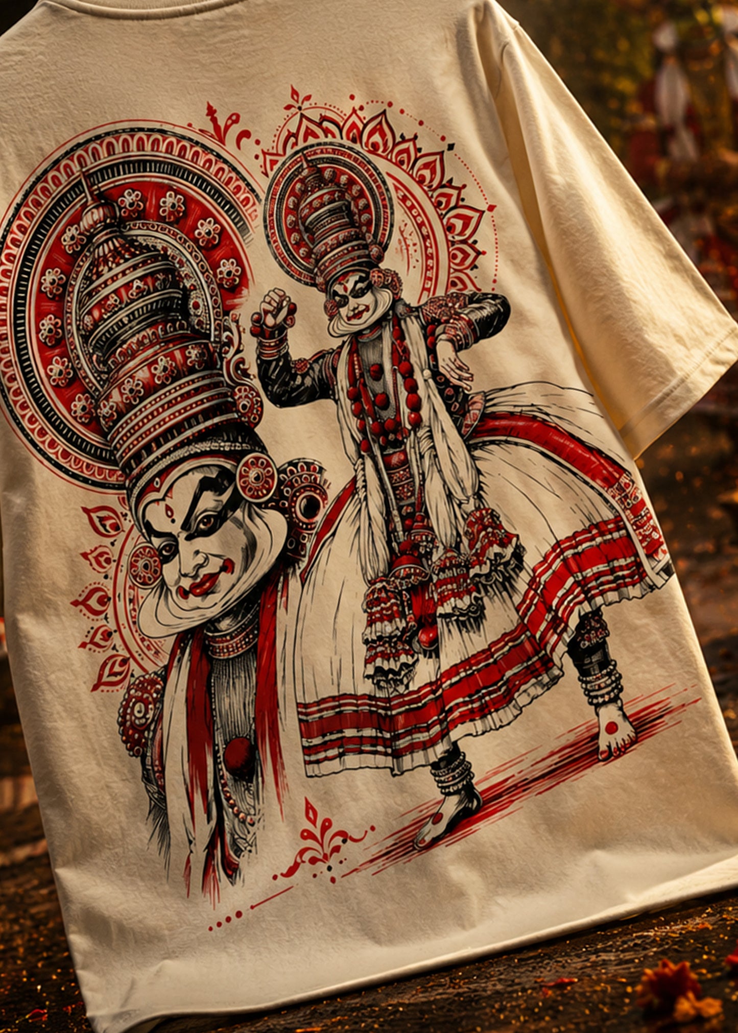 Nritya Kathakali Oversized T-Shirt – Kerala Onam Heritage Edition | J&JP