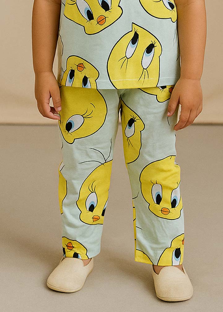 J&JP Kids Duck Printed Half Sleeve T-shirt and Pant Set- Sky Blue