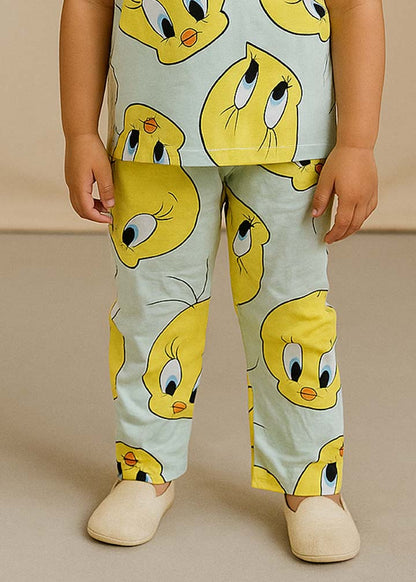 J&JP Kids Duck Printed Half Sleeve T-shirt and Pant Set- Sky Blue