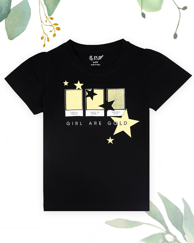 J&JP Kids Girls Printed T-shirt and Pant Set