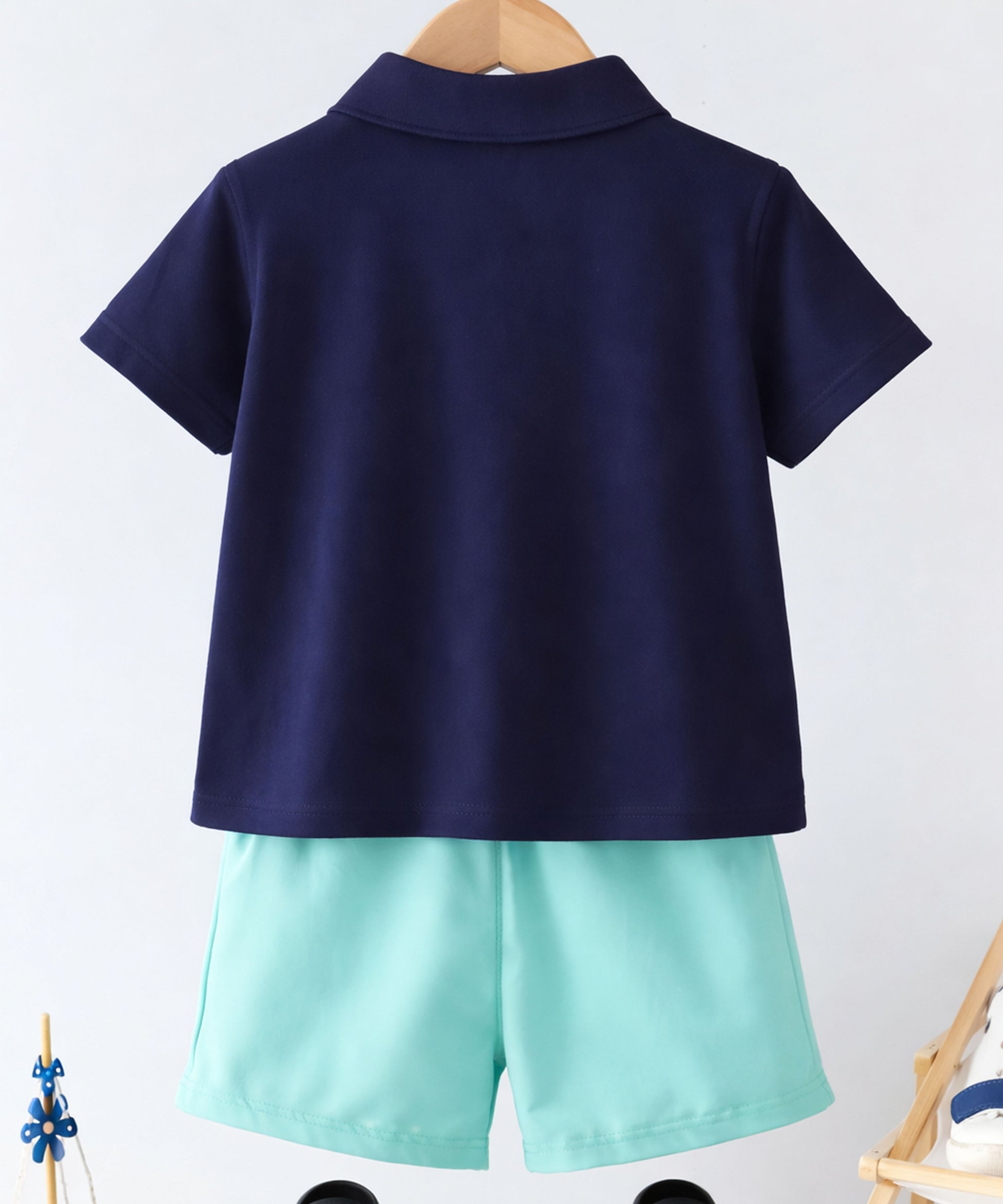 J&JP Boys Solid Dolphin Polo T-Shirt and Shorts Set