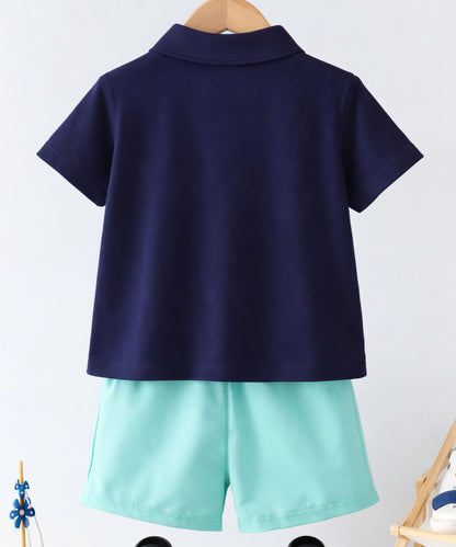 J&JP Boys Solid Dolphin Polo T-Shirt and Shorts Set