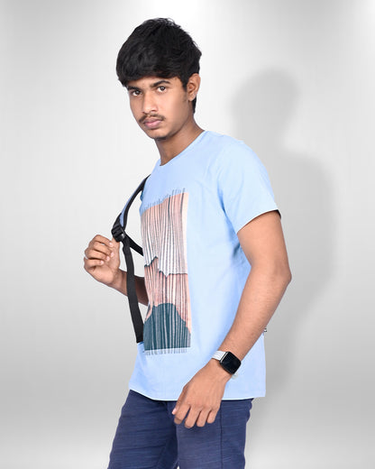 J&JP Men's Graphic Prined Half sleeve Tshirt-Blue