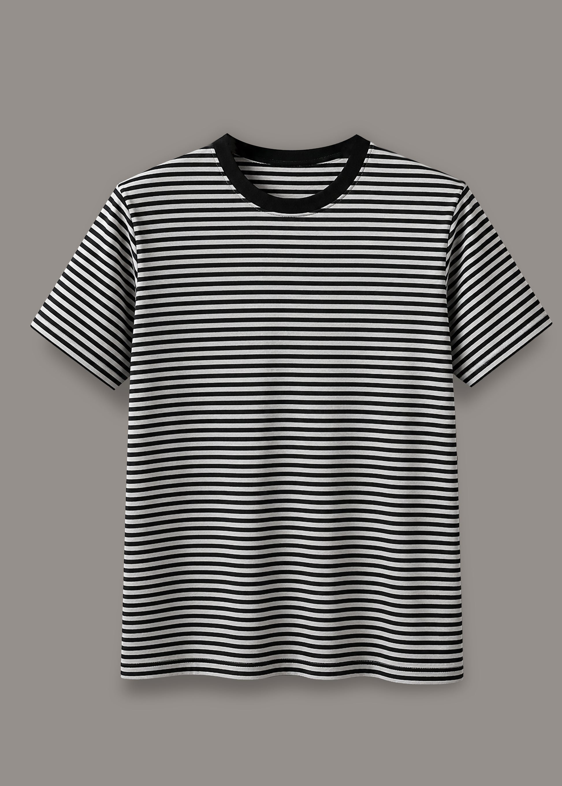 J&JP Premium Black Stripe Crew Neck Mens Tee