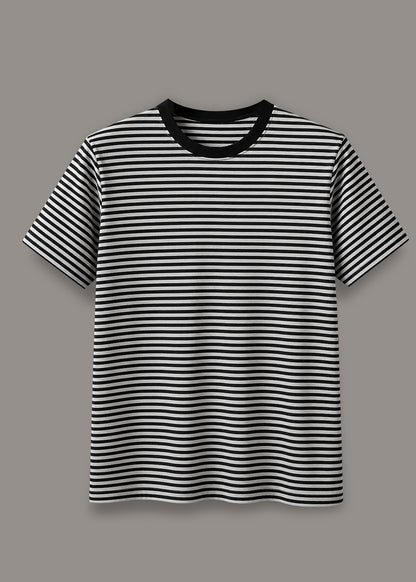 J&JP Premium Black Stripe Crew Neck Mens Tee