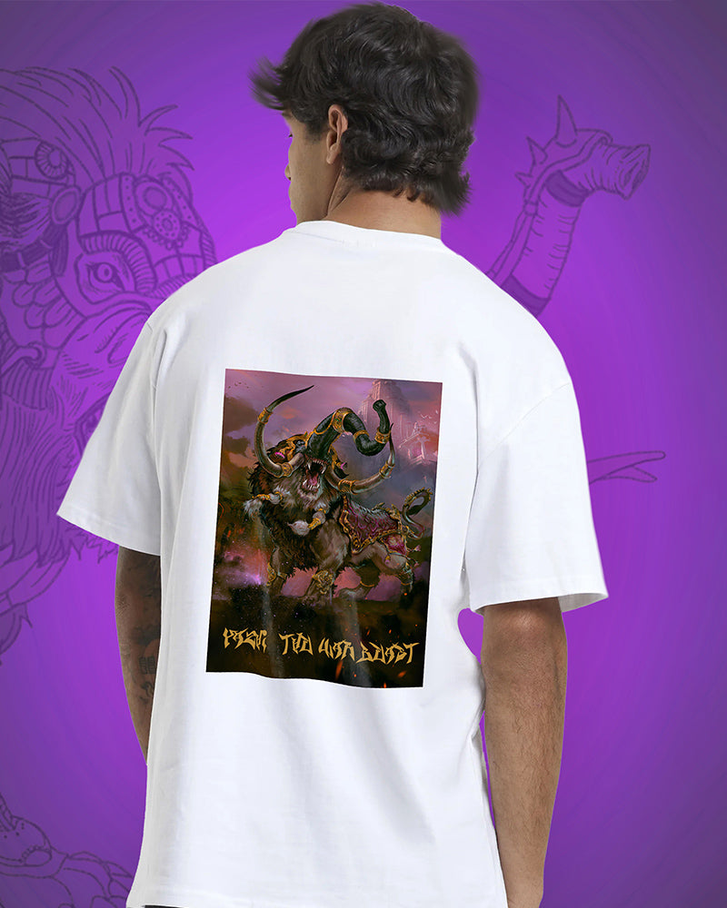 J&JP Men Yazhi The war beastTamil Tshirt Oversized - White
