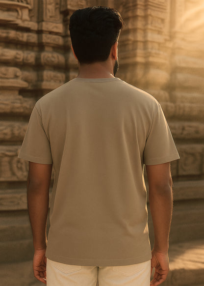 J&JP Men's Palai Printed Five Sleeve T-shirt- Lite Brown