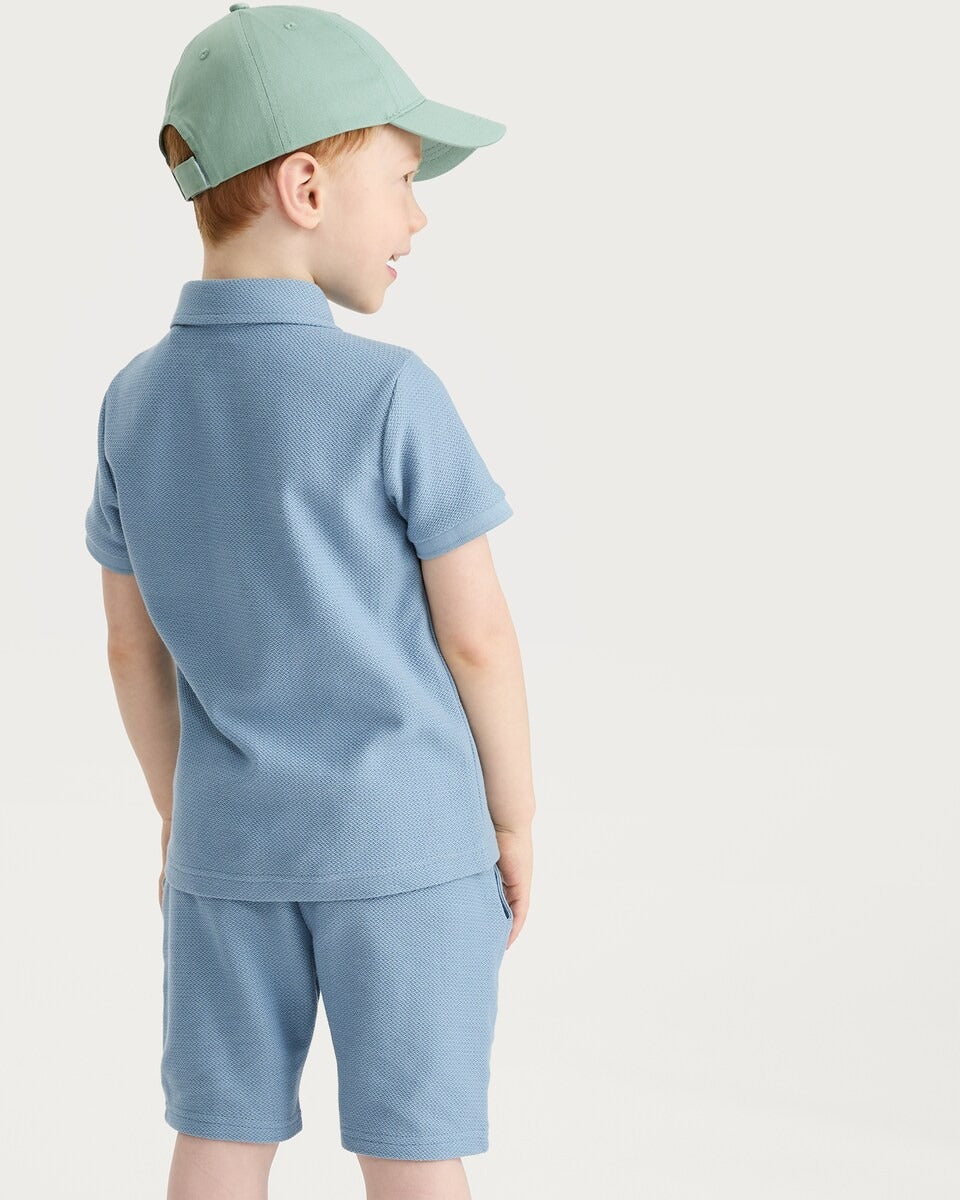 J&JP Boys Solid Polo Blue T-Shirt and Shorts Set