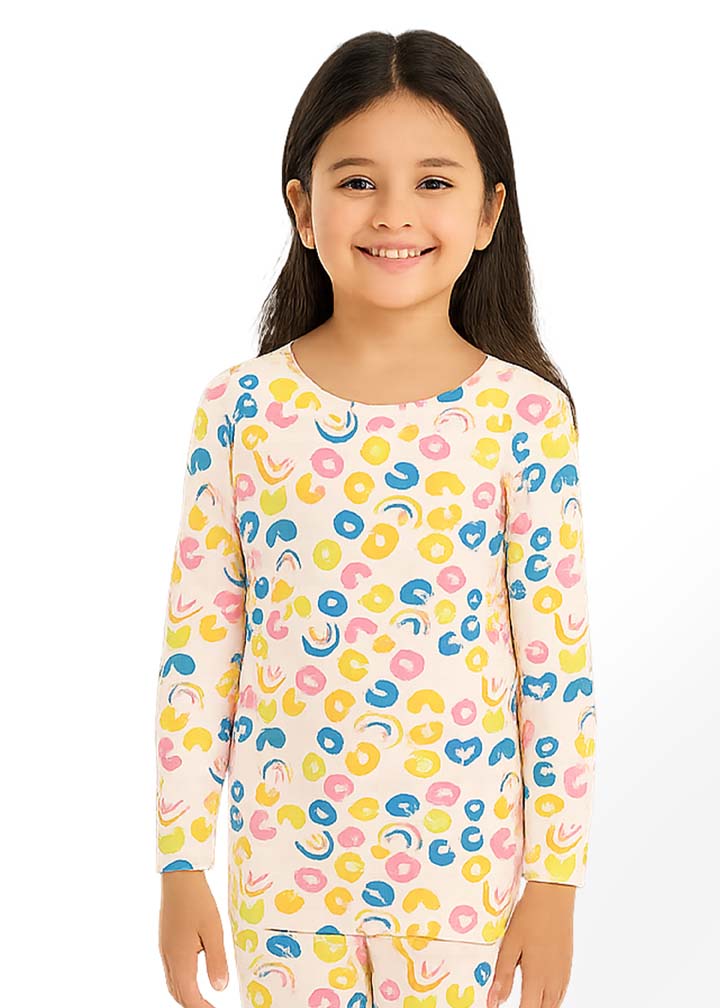 J&JP Kids Girls Printed T-shirt and Pant Set- Multicolor