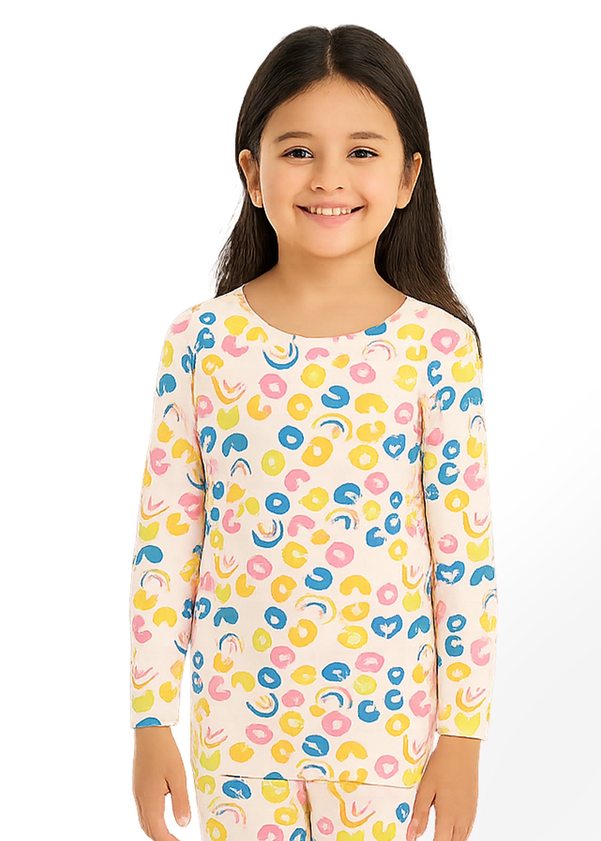 J&JP Kids Girls Printed T-shirt and Pant Set- Multicolor