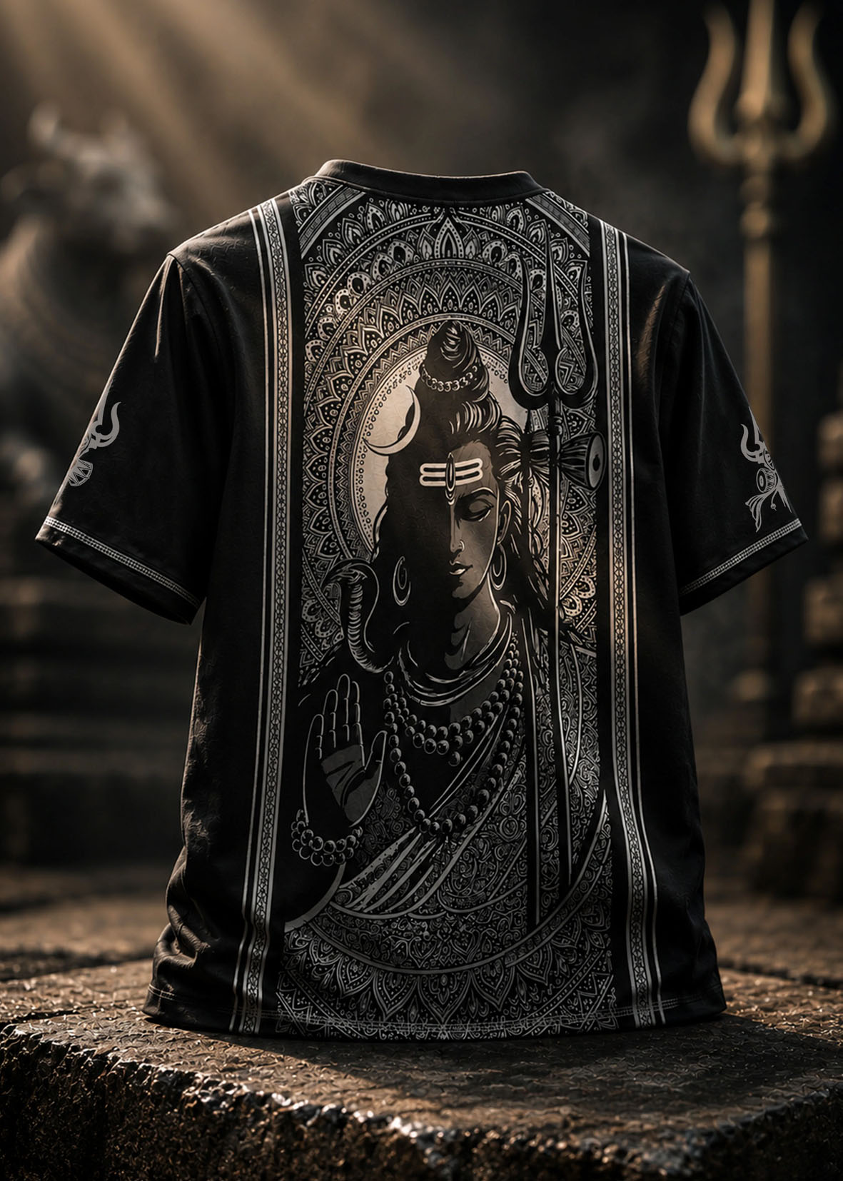 Womens Mahadev Divine Back Graphic Print T-Shirt