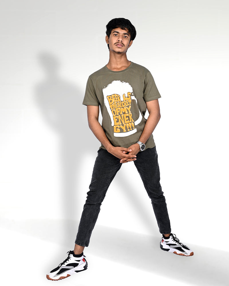 J&JP Men's Beer Printed Tshirt