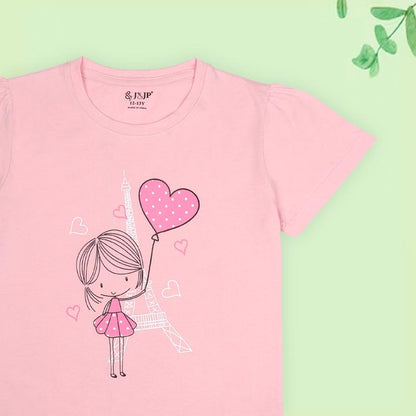 J&JP Kids Girls Printed Half Sleeve T-shirt
