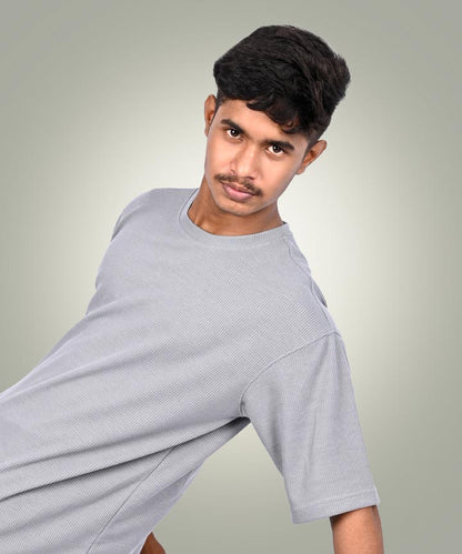 Men's Standard Fit Waffle T-Shirt-Grey