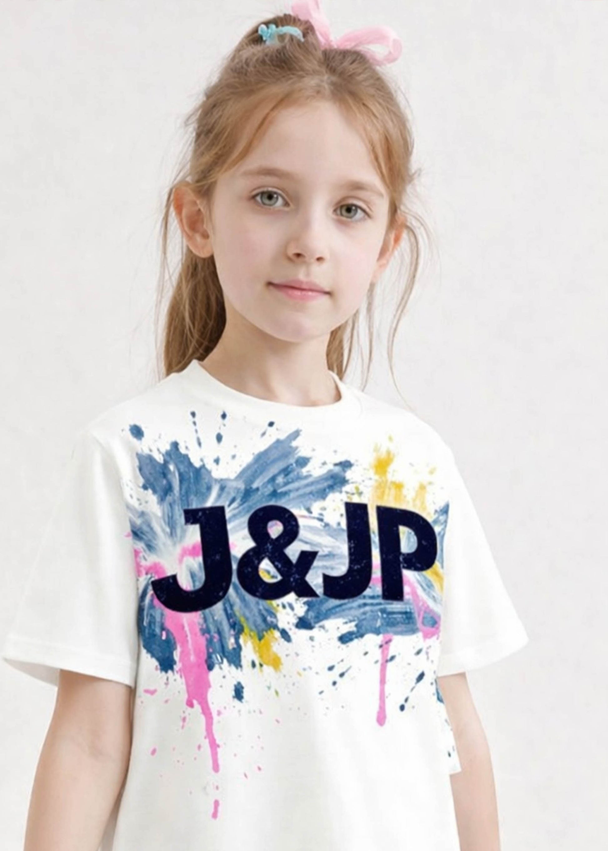 J&JP Girls Paint Splash Logo Graphic Premium T-Shirt