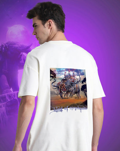 J&JP Men Airavath Tamil Tshirt Oversized -White