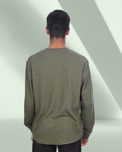J&JP Men's Textured Full sleeve Tshirt-Olive