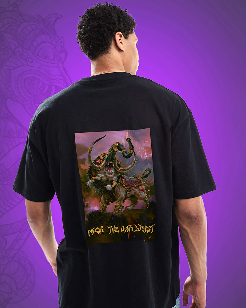 J&JP Yazhi The War Beast Men Oversized T-Shirt - Black