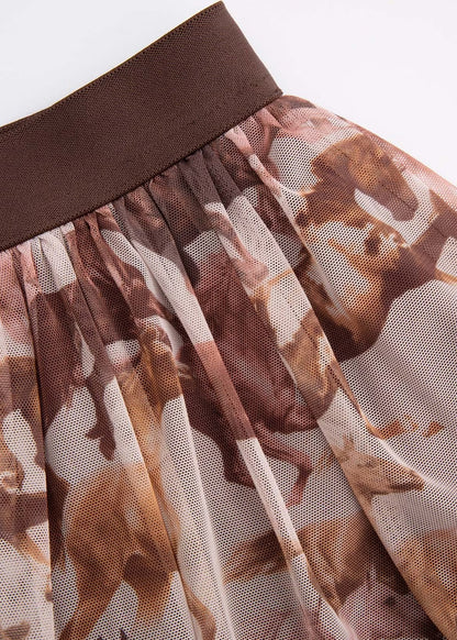 Kid Girls Printed Brown Skirt