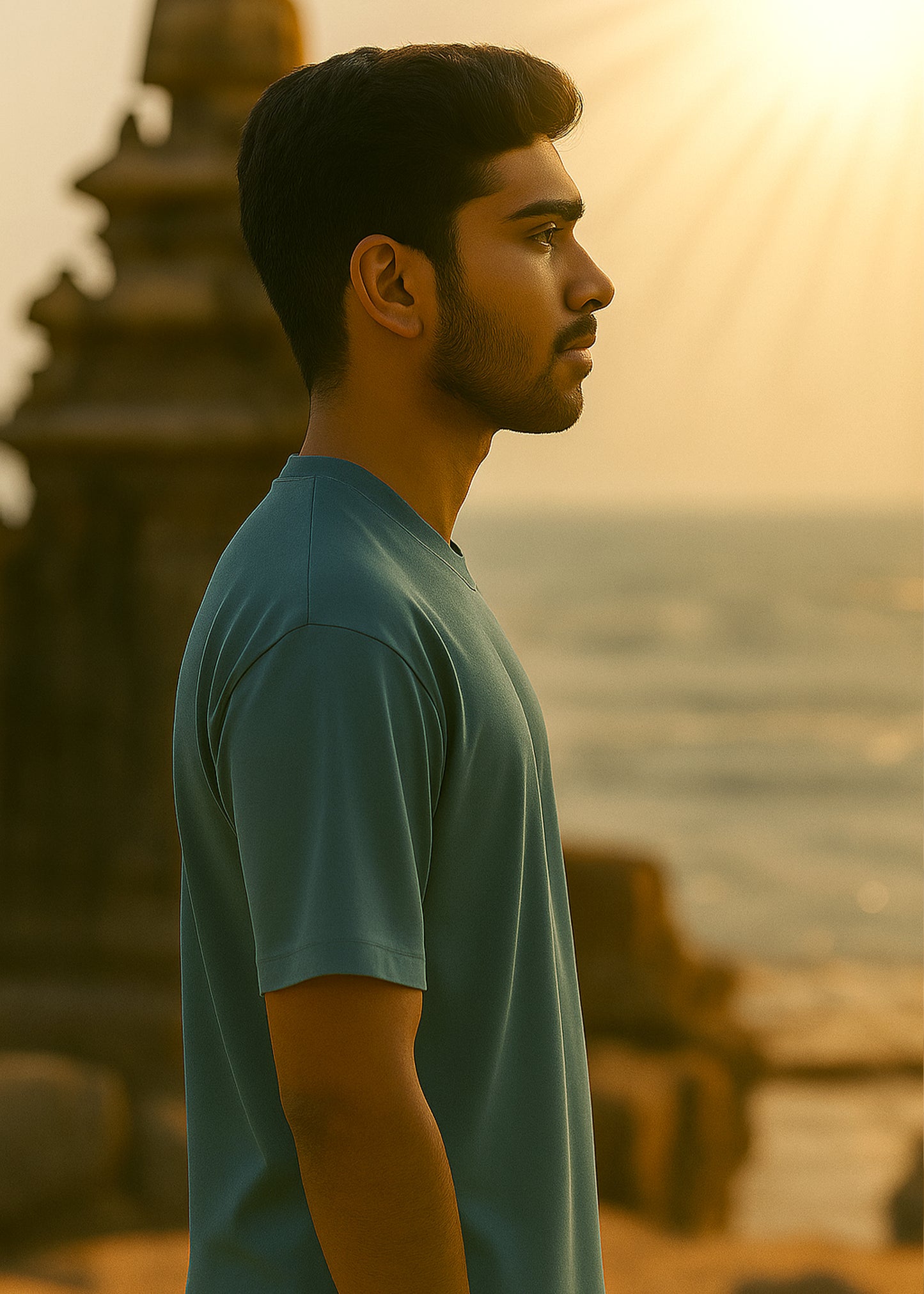 J&JP Men's NeIthal Printed Five Sleeve T-shirt- Blue