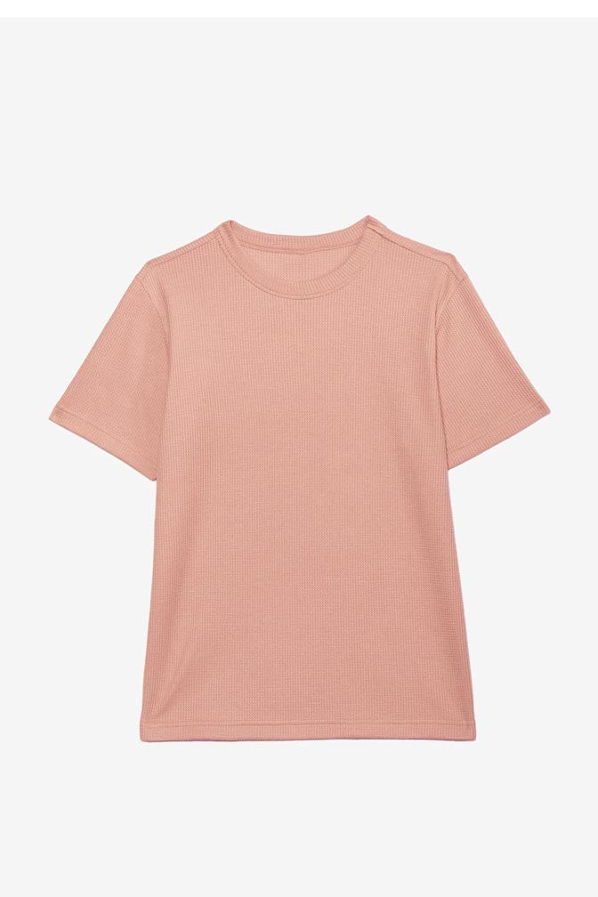 Men's Standard Fit Waffle T-Shirt-Peach