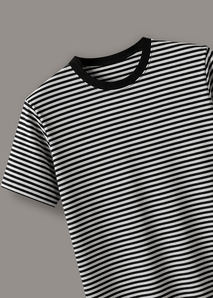 J&JP Premium Black Stripe Crew Neck Mens Tee