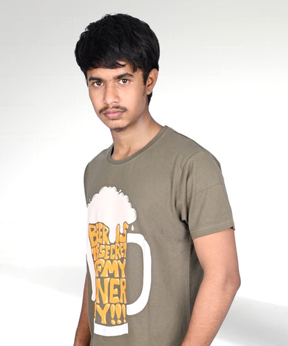 J&JP Men's Beer Printed Tshirt