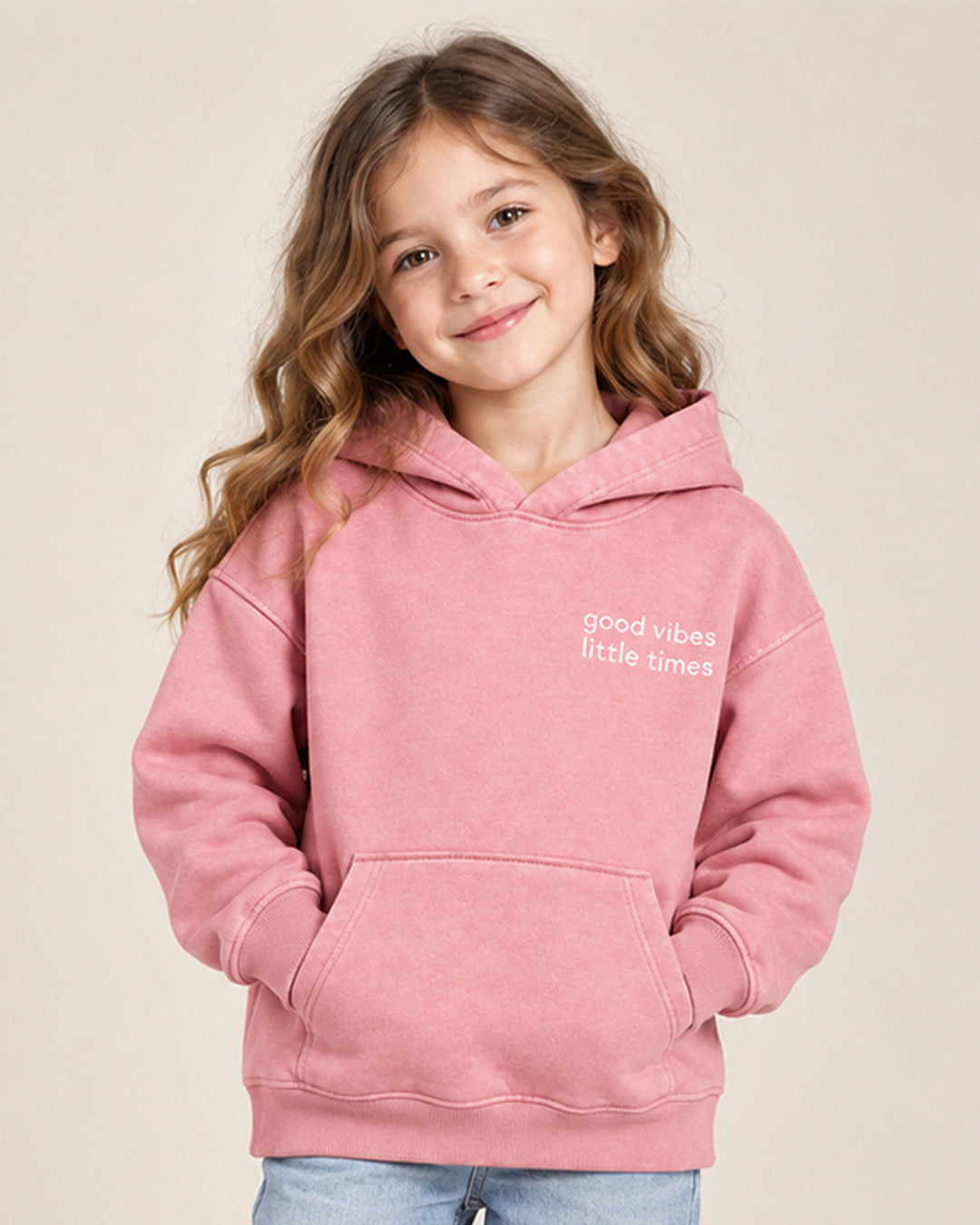 J&JP Girls Pink Printed Full Sleeve Hoodie
