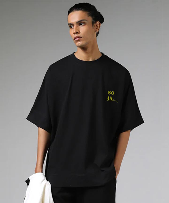 J&JP Men Oversized Back Printed T-shirt - Black