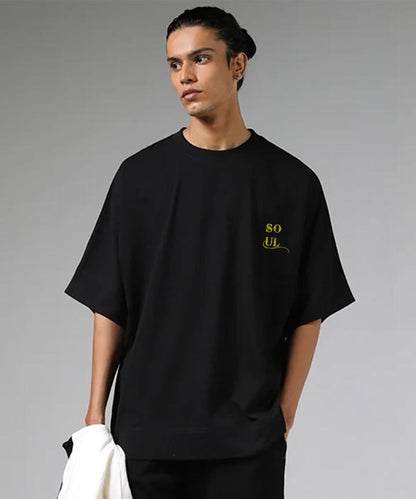J&JP Men Oversized Back Printed T-shirt - Black