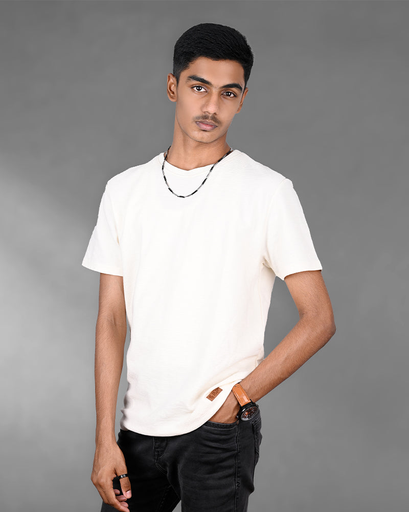 J&JP Men's Solid Tshirt -White