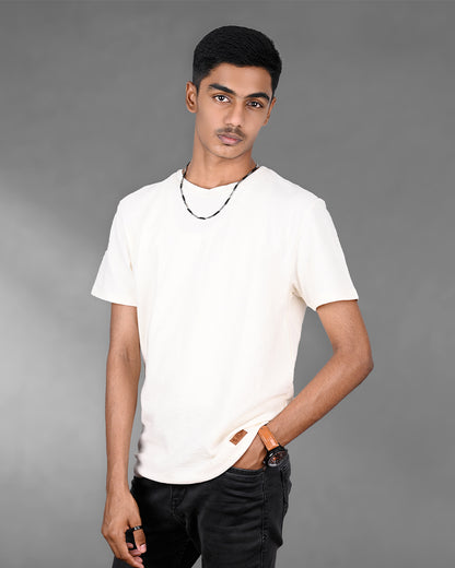 J&JP Men's Solid Tshirt -White