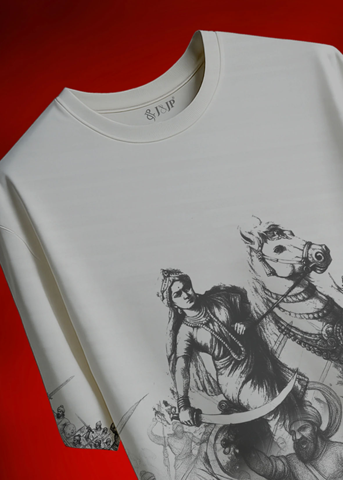 Womens Velu Nachiyar Battle Field Printed T-Shirt- Grey