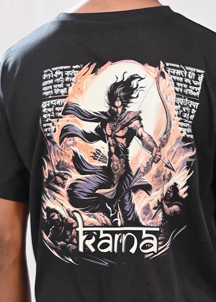 Epic Karna Printed Oversized T-Shirt- Black
