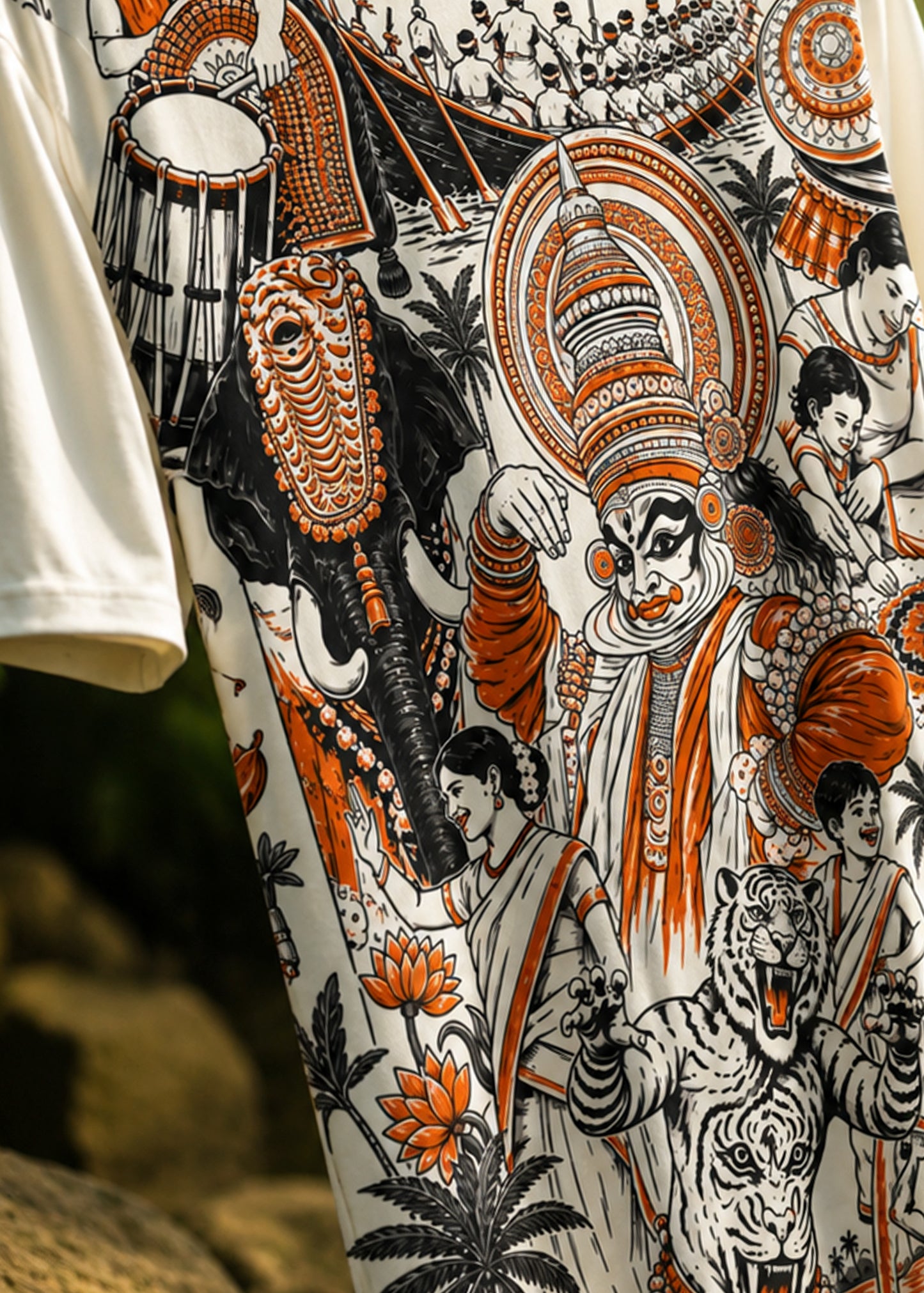 Nritha Vaibhavam Orange Oversized T-Shirt – Kerala Onam Performance Edition | J&JP