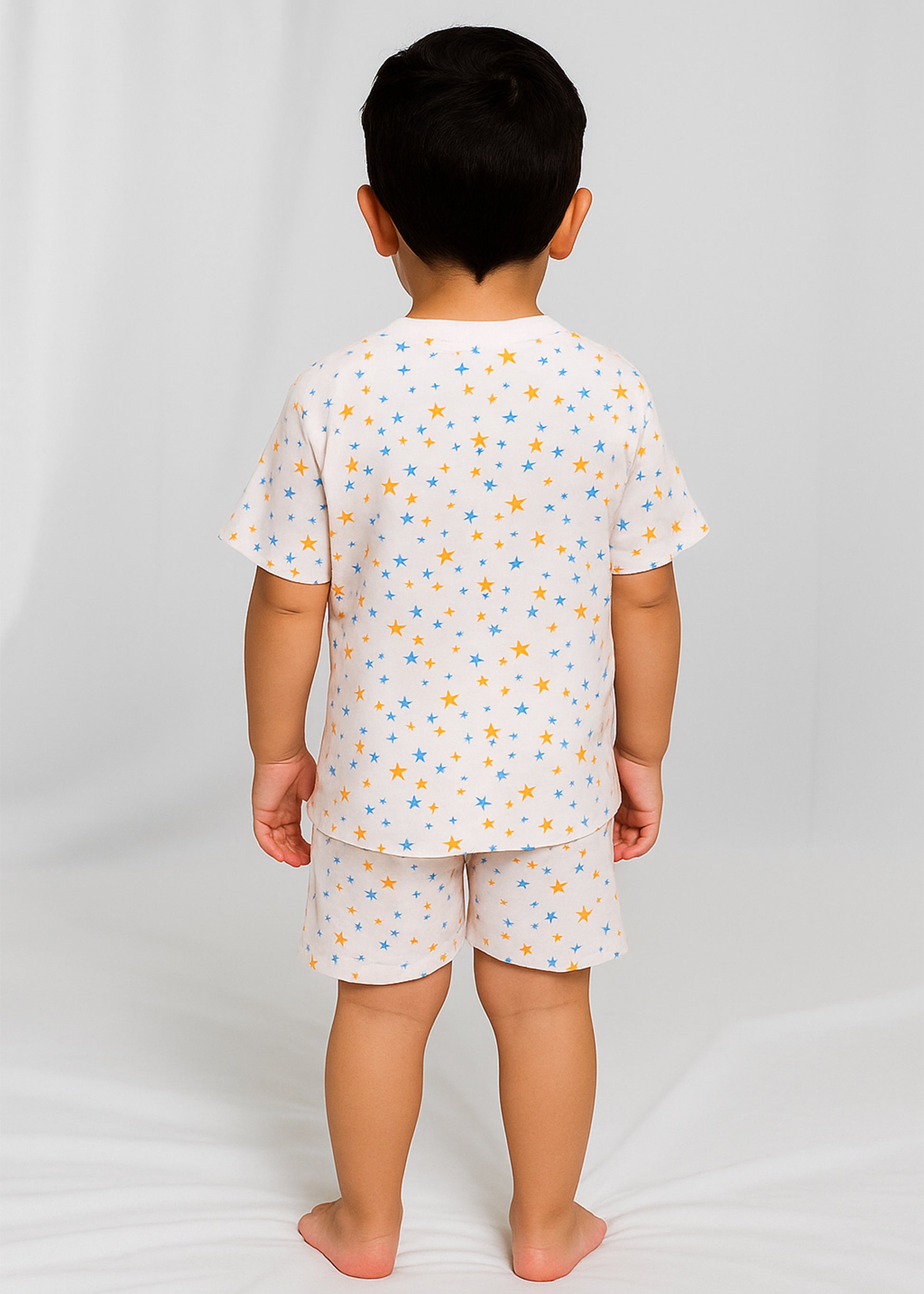 J&JP Kids Stars Printed T-Shirt & shorts Set- Misty Rose