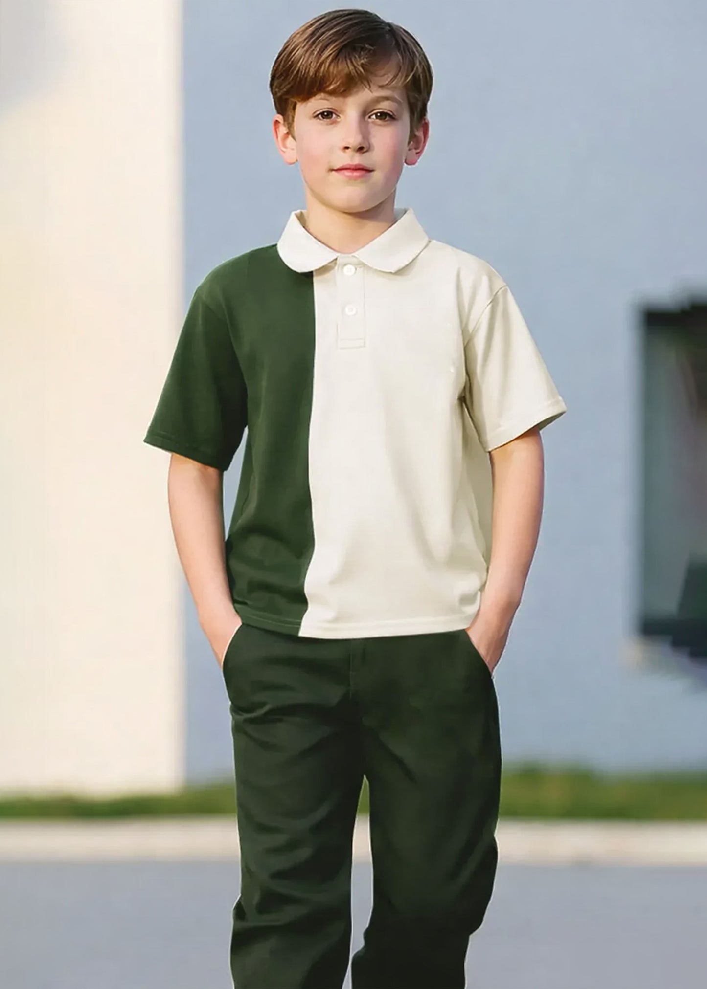 J&JP Boys Color Blocked Polo T-Shirt with Joggers Pant Set